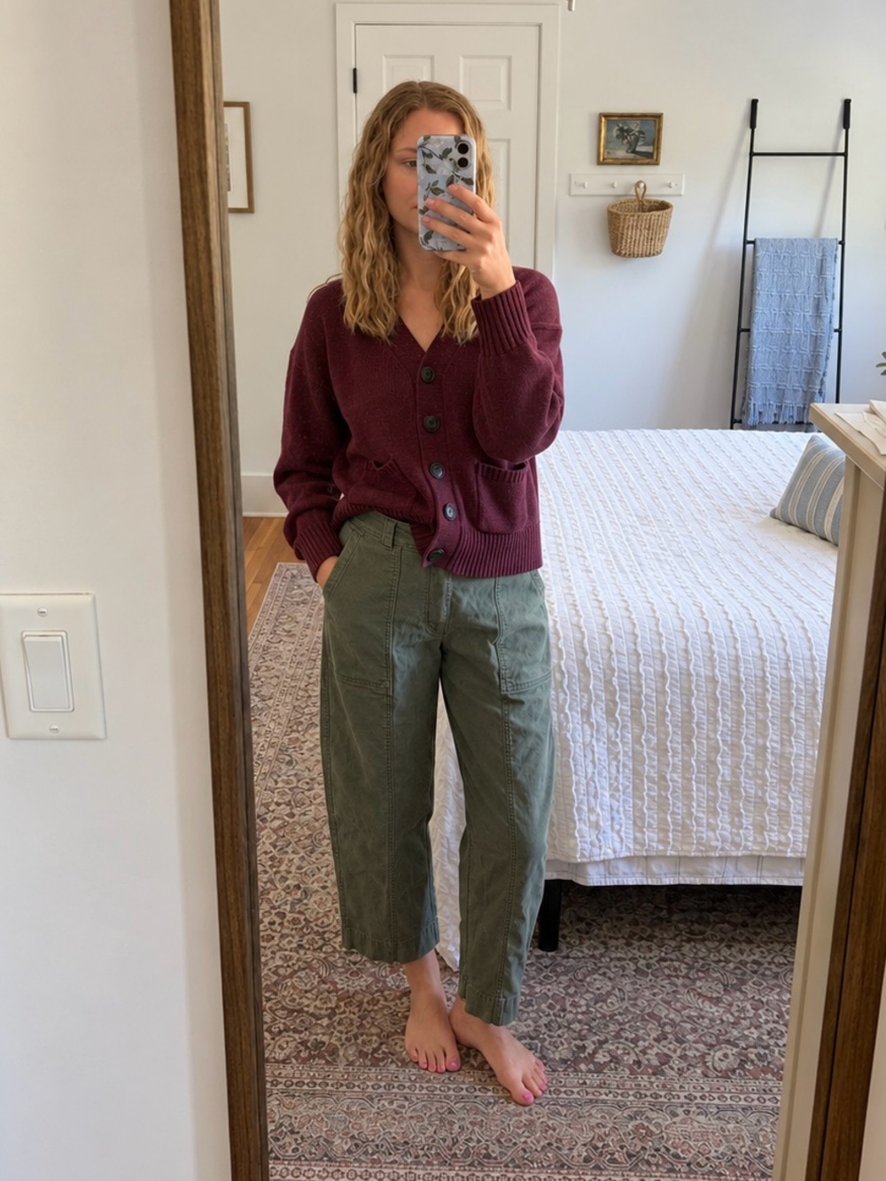 Olive Green Utility Barrel Ankle Pants